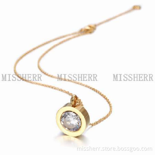 Stainless Steel Small Clover Circle Pendant Necklace